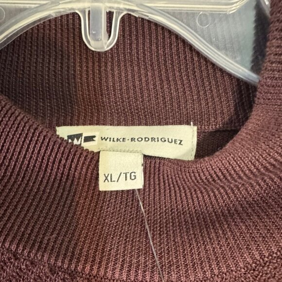 NWT Wilke Rodriguez 100% Silk  Pullover Mock Neck Sweater Maroon Size XL - Picture 7 of 8